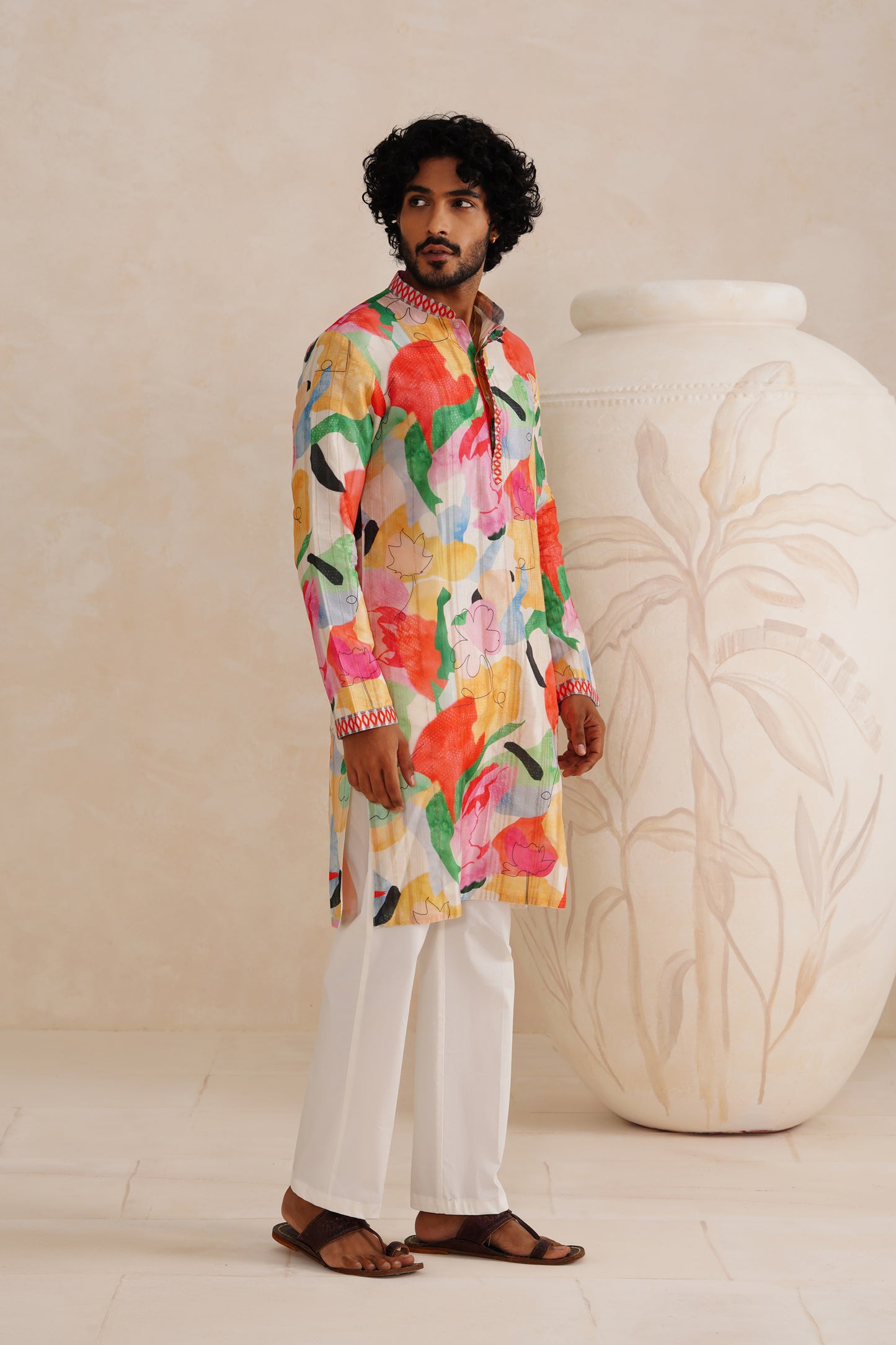 Multi Abstract Tussar Ghicha Kurta Set