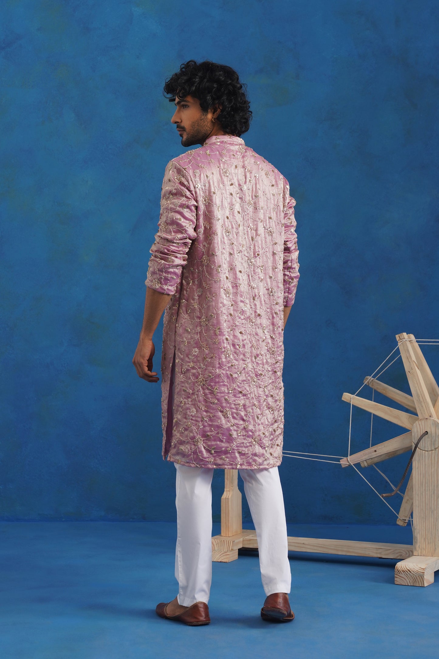 Rooh Pink Tissue Embroidered Kurta Set