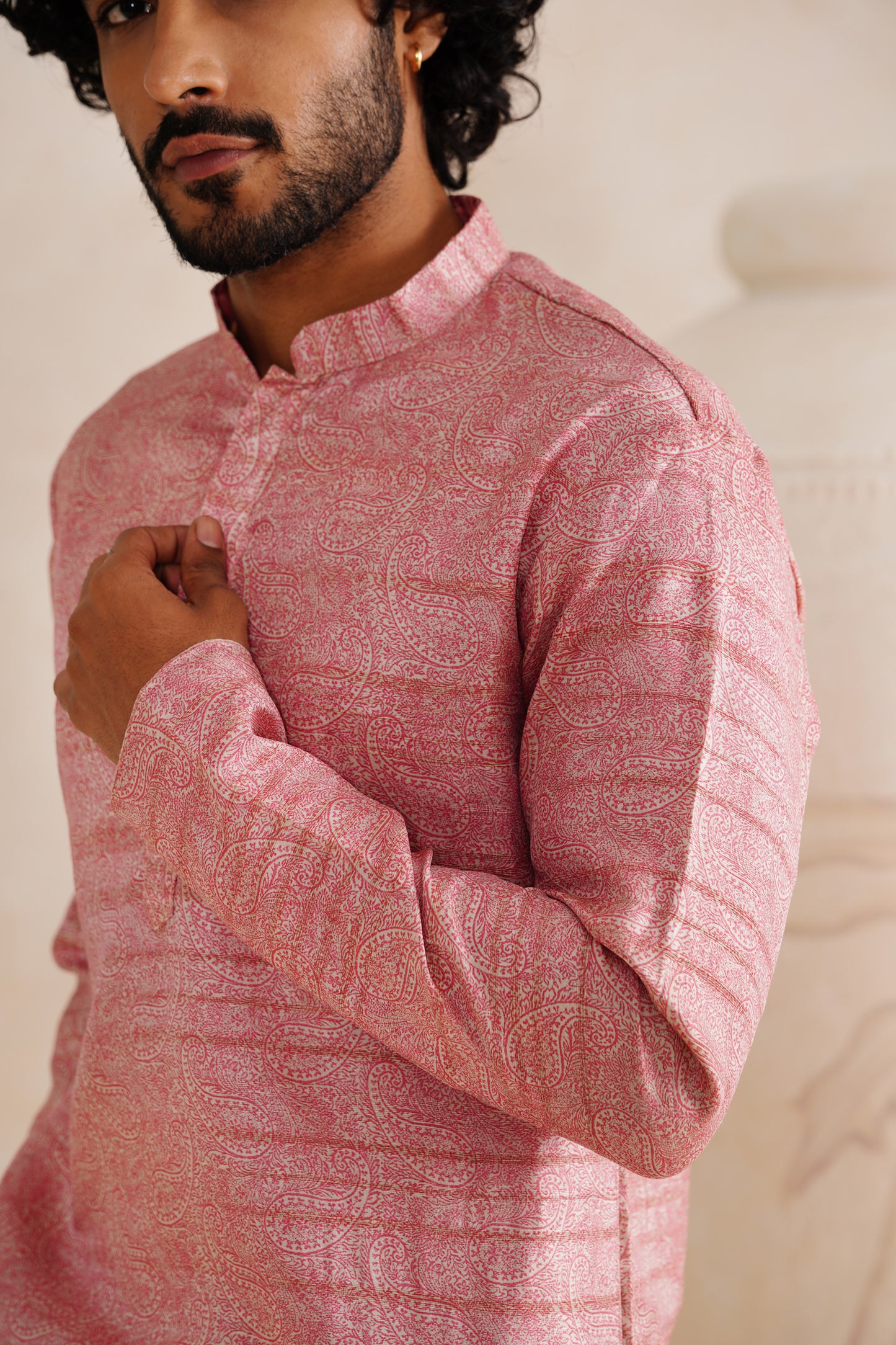 Pink Jaipuri Tussar Ghicha Silk Kurta Set
