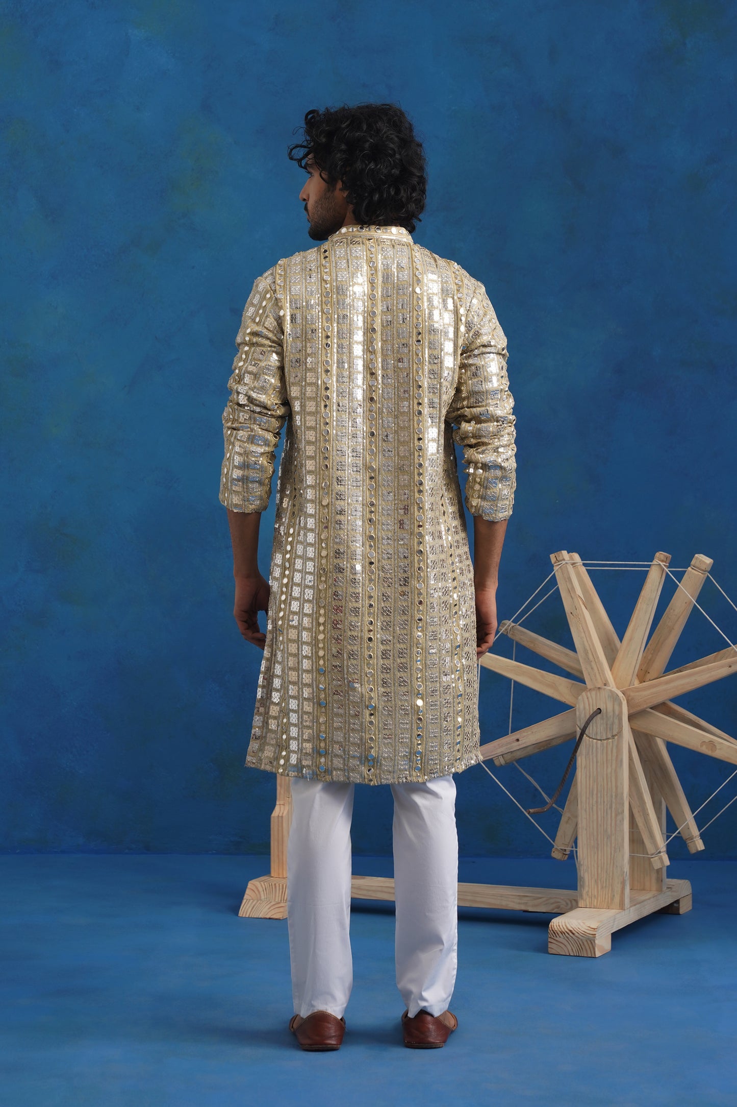 Mehendi Rekha Mirror Kurta Set