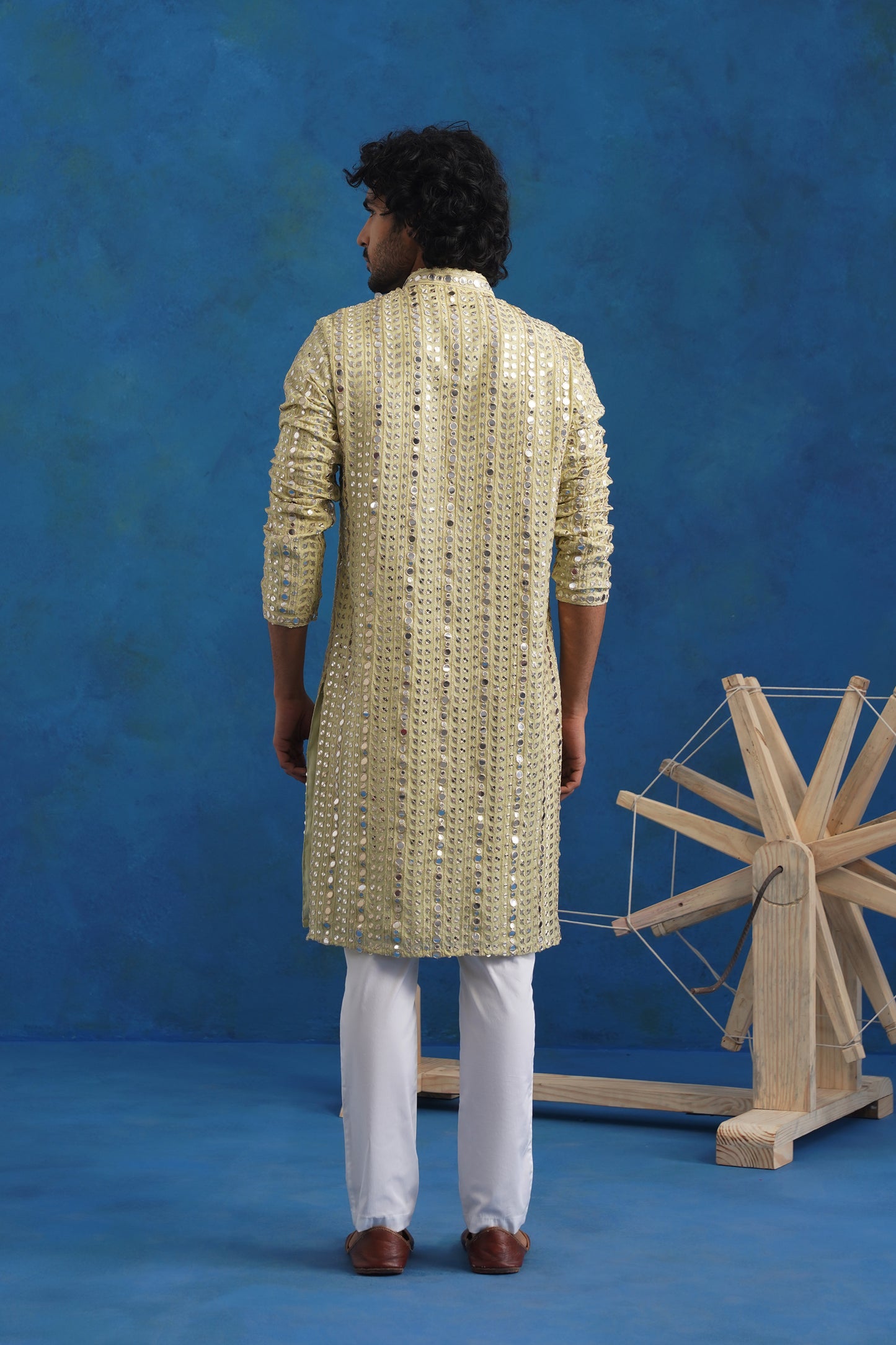 Pistachio Mirror Sequin Embroidery Kurta Set