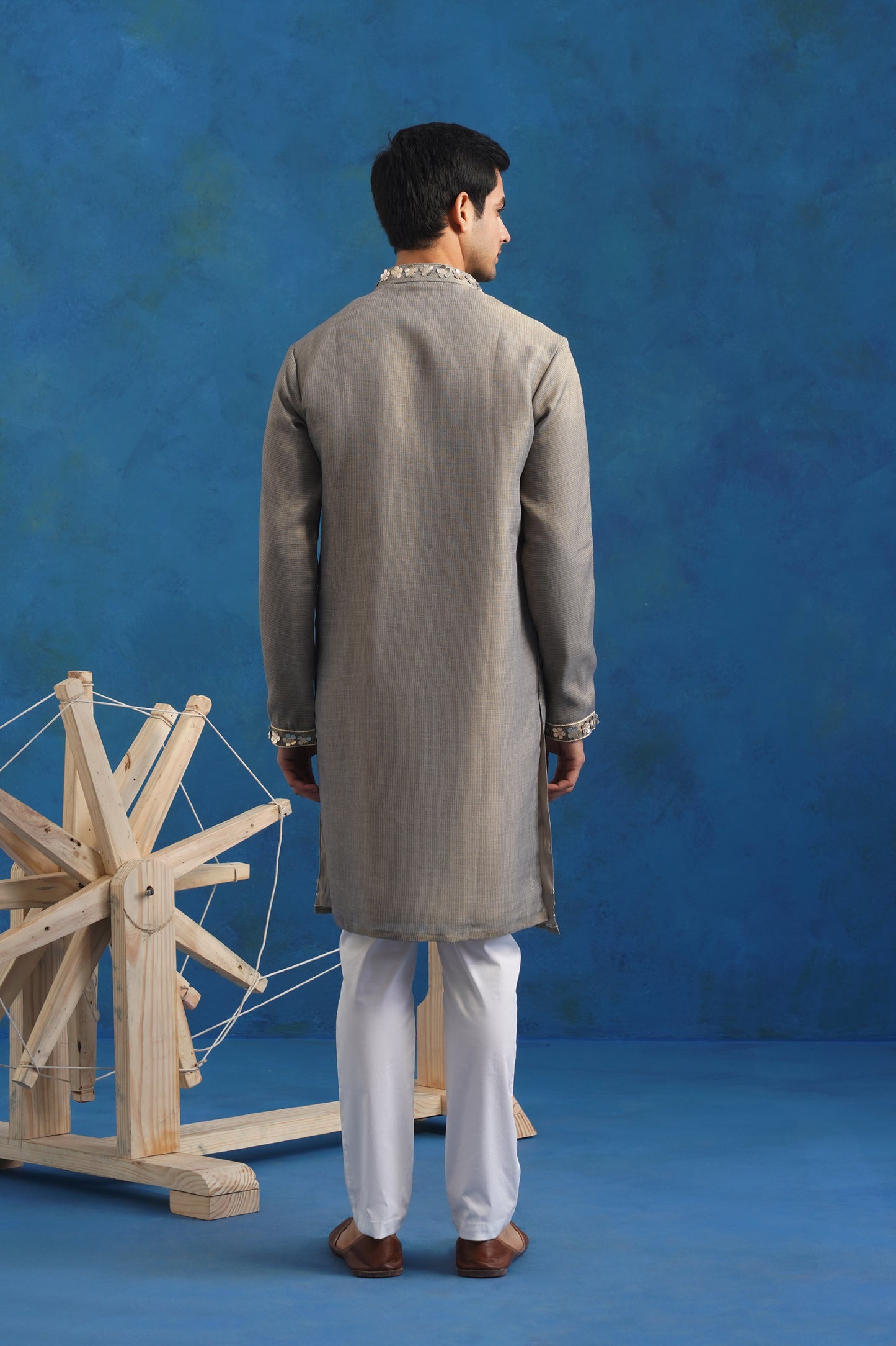Silver Grey Gota Handwork Kurta Set