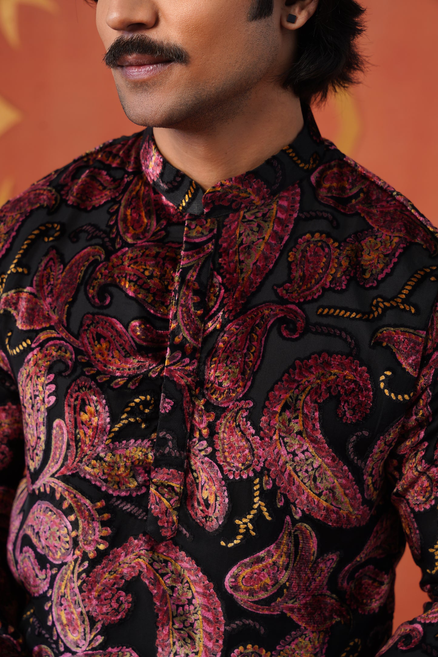 Black Velvet Paisley Brasso Kurta Patiyala Set