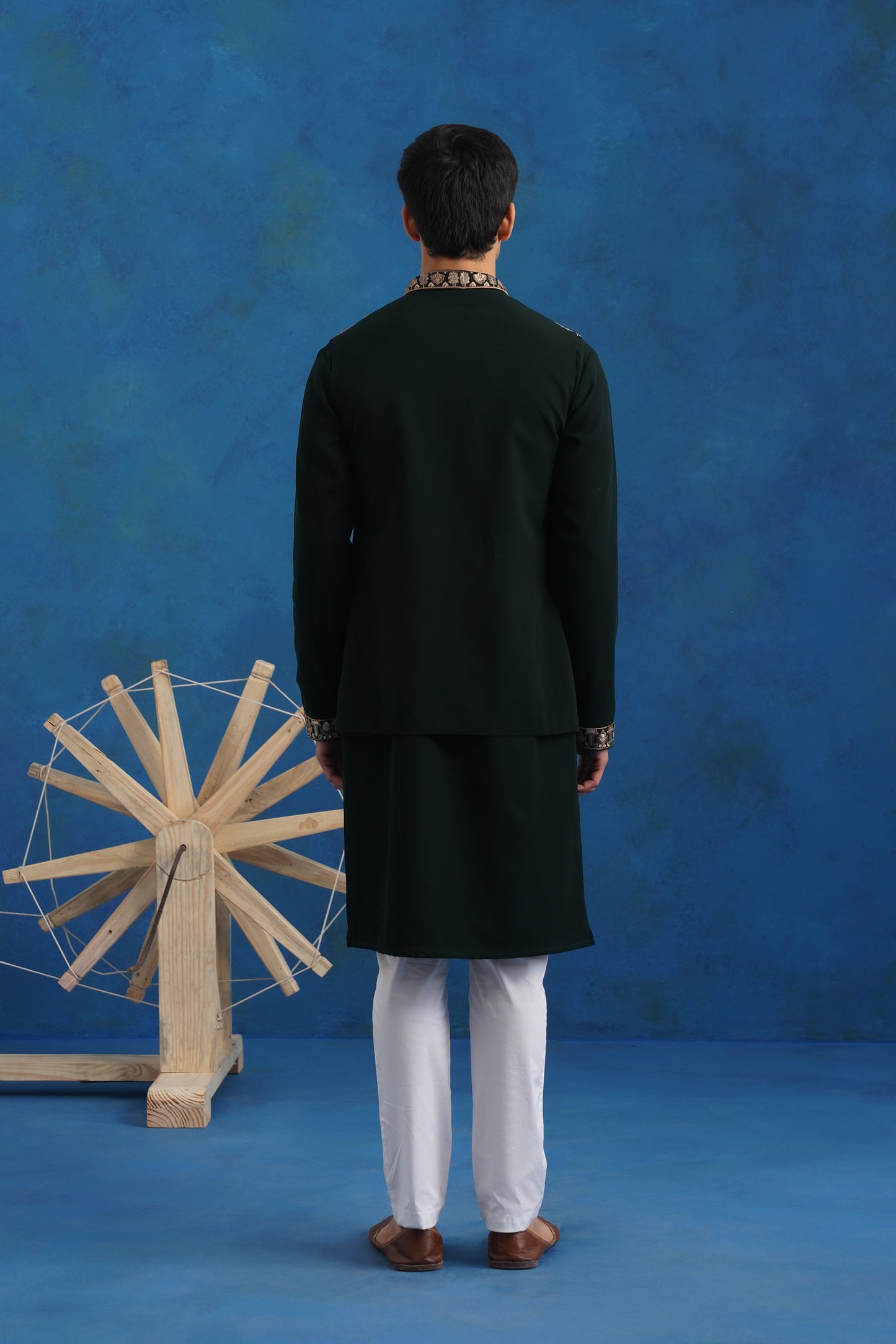 Rutba Green Embroidery Kurta Jacket Set