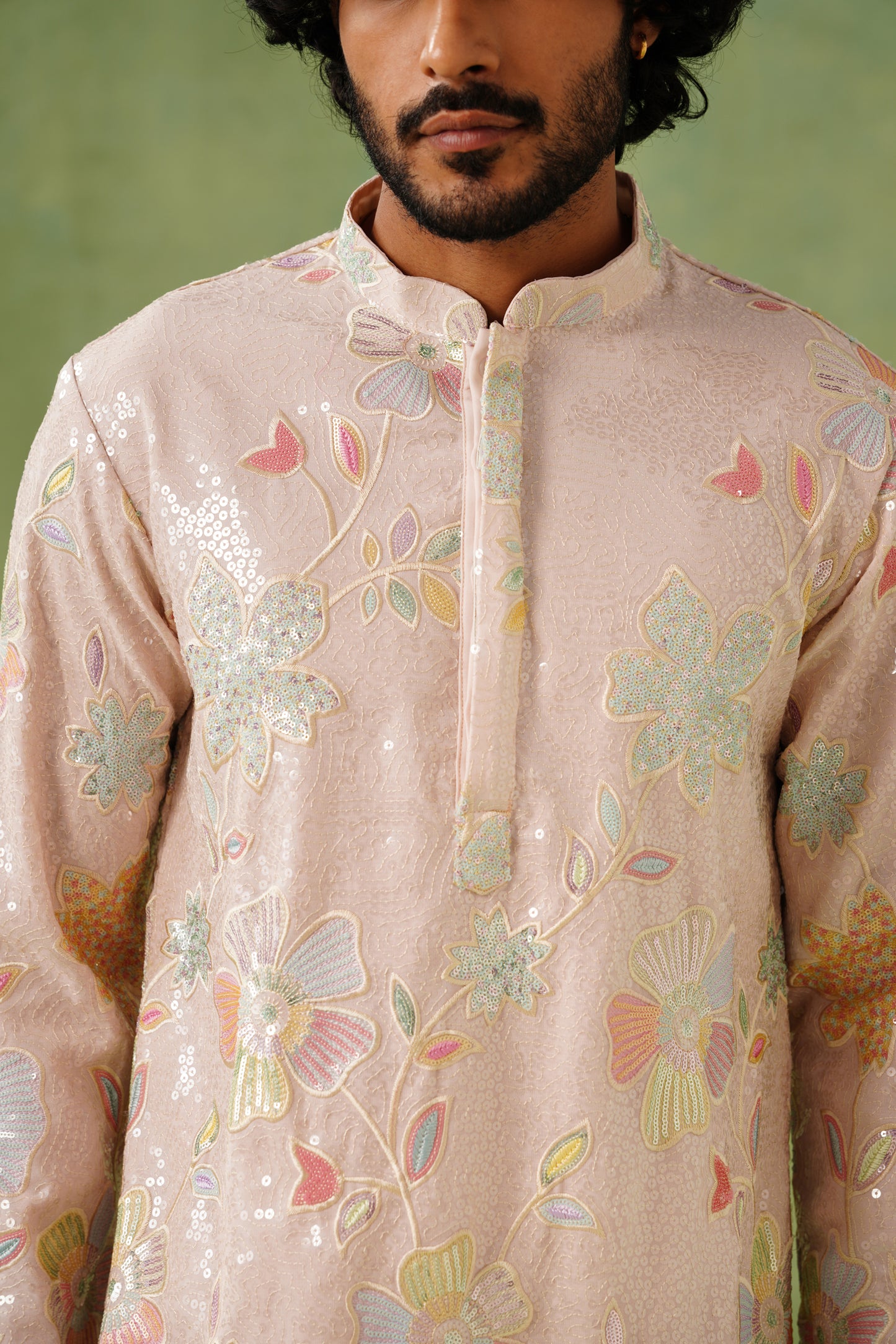 Pink Sequin Embroidery Kurta Patiyala Set