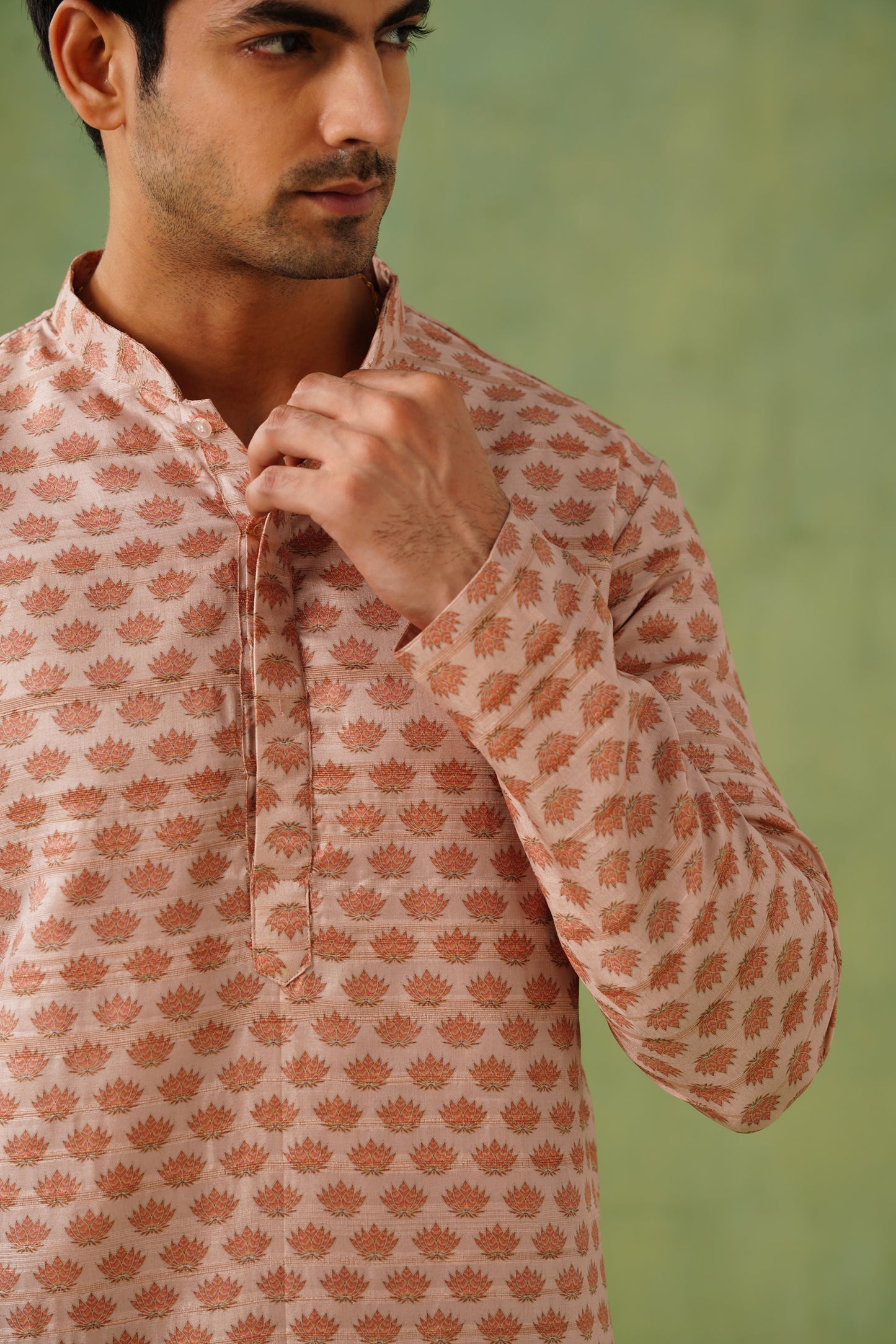 Pink Lotus Tussar Ghicha Silk Kurta Set