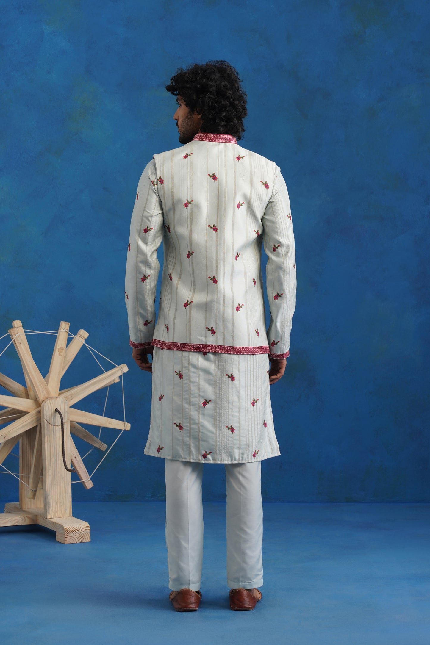 Tussar Silk Celebration Kurta Jacket Set