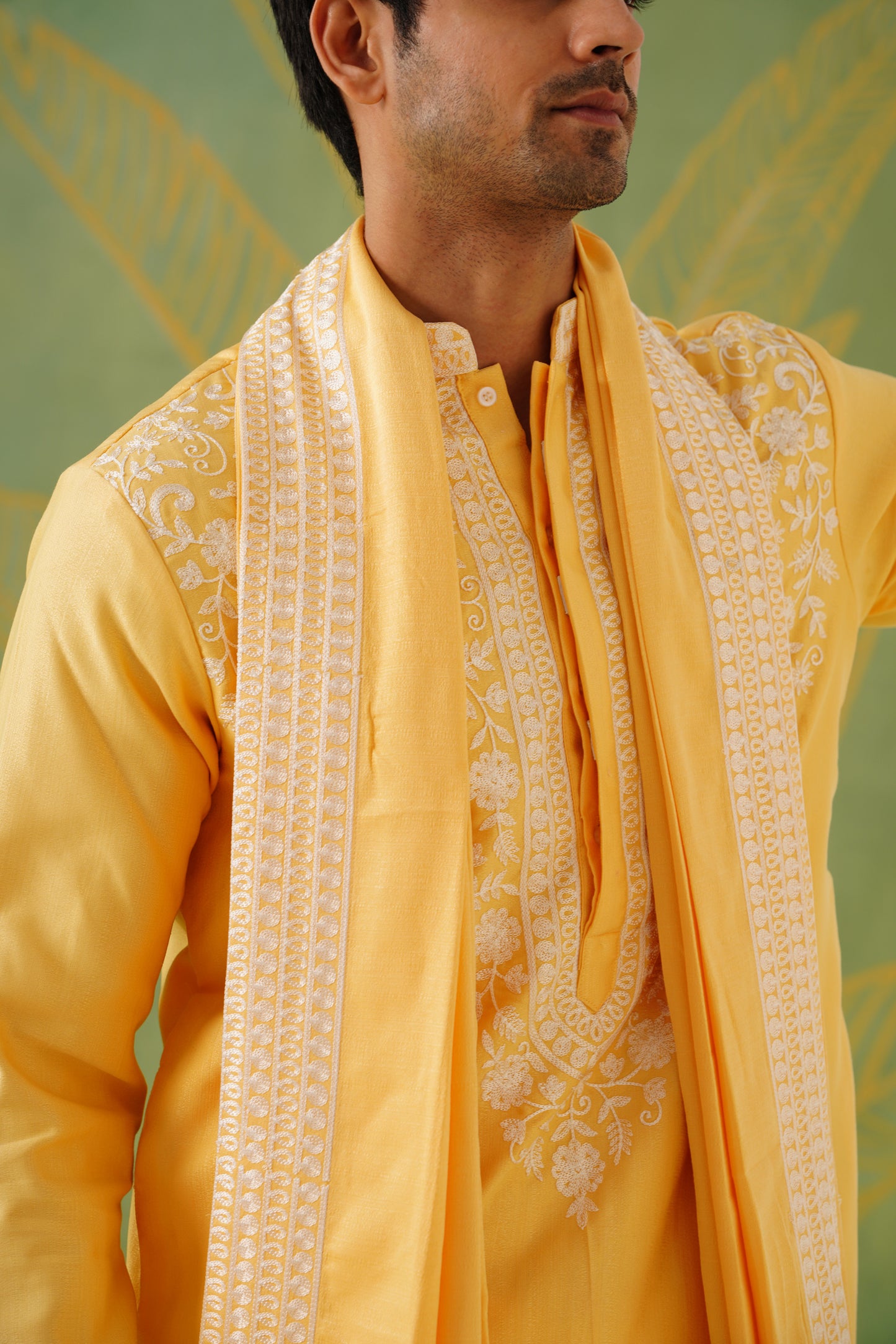 Yellow Kashmiri Embroidery Kurta Set With Dupatta