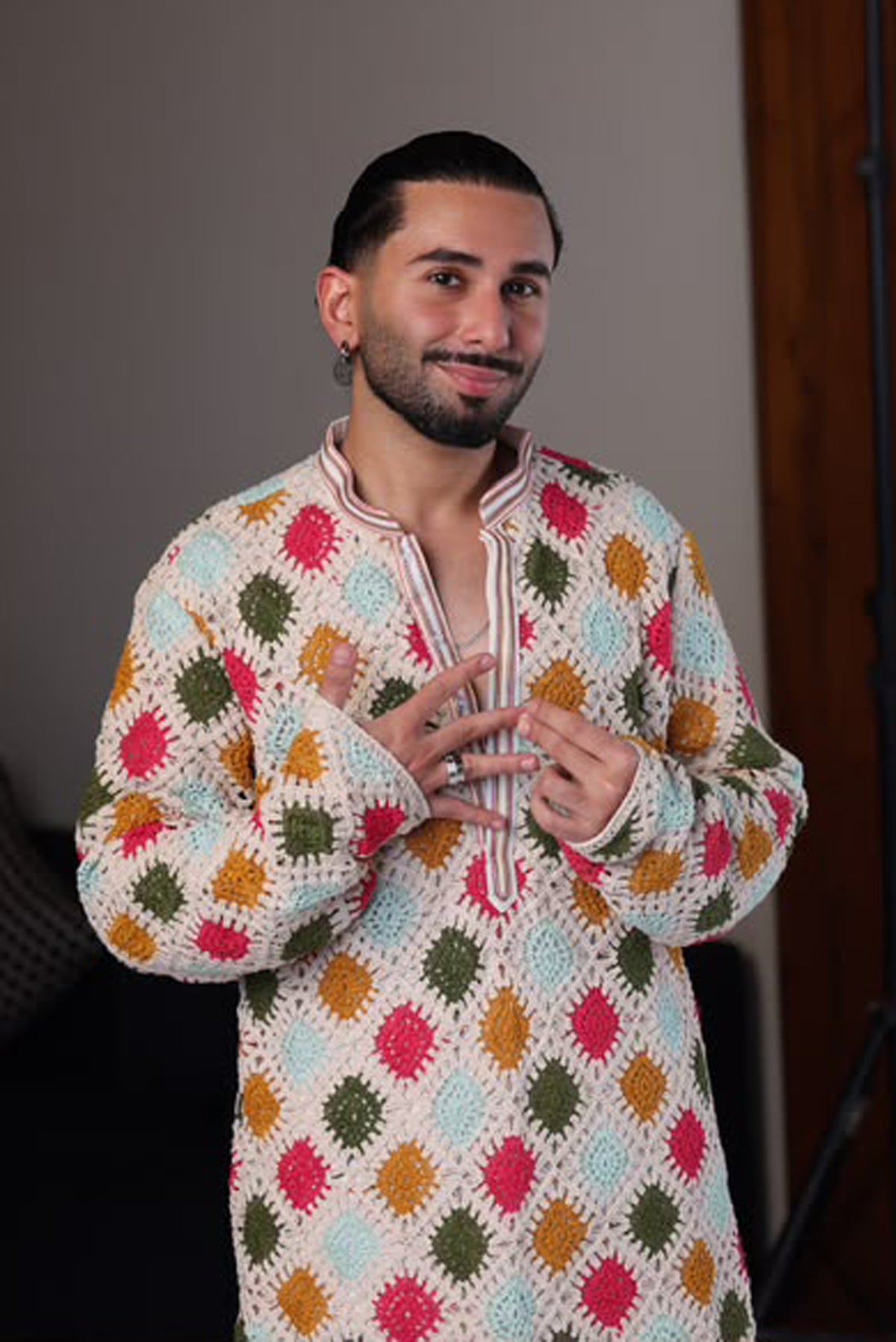 Orry in Rangoli Ivory Crochet Kurta Set