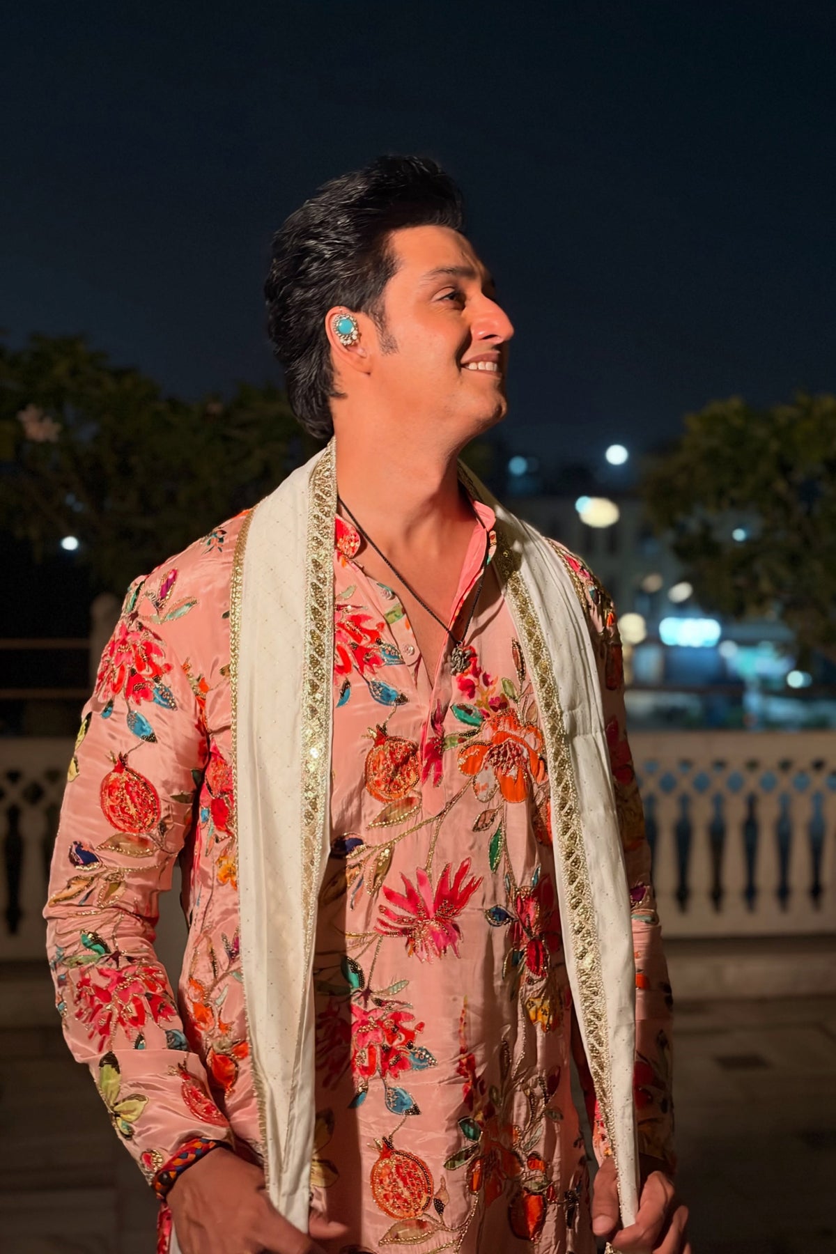 Sourabh Raaj Jain in Gulbahar Pink Bead Embroidered Kurta Set