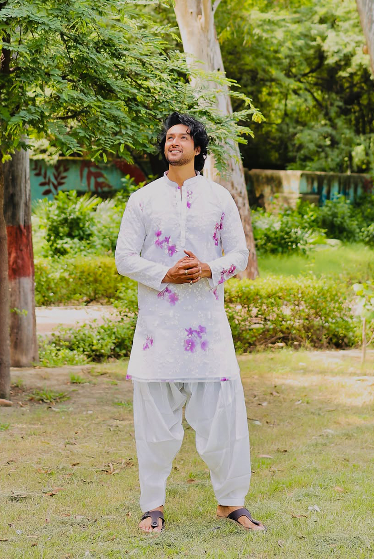 Sourabh Raaj Jain in Spring Ivory Organza Kurta Set