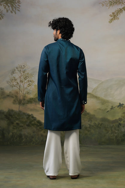 Jhalak Teal Mirror Embroidered Kurta Set
