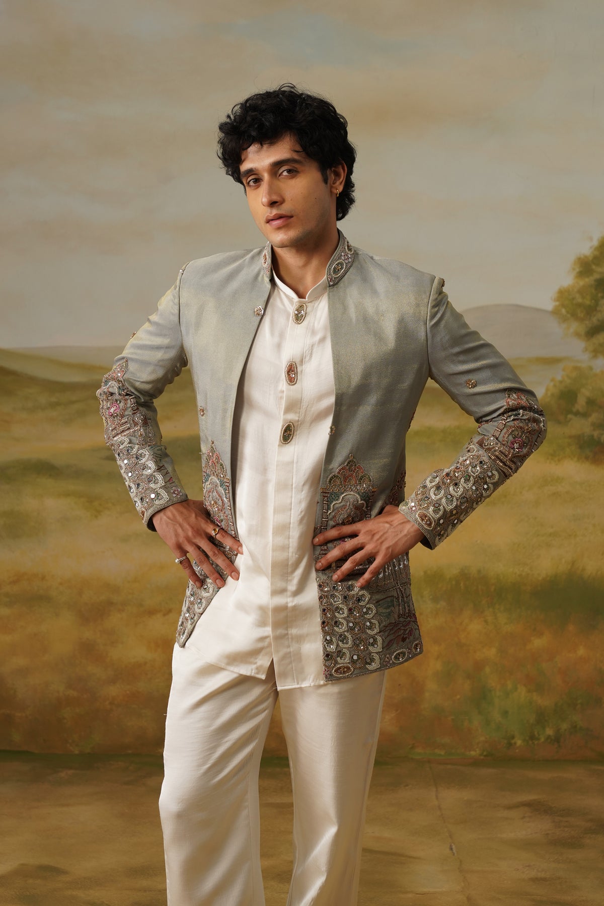 Saba Sage Cutdana Beadwork Jodhpuri Set