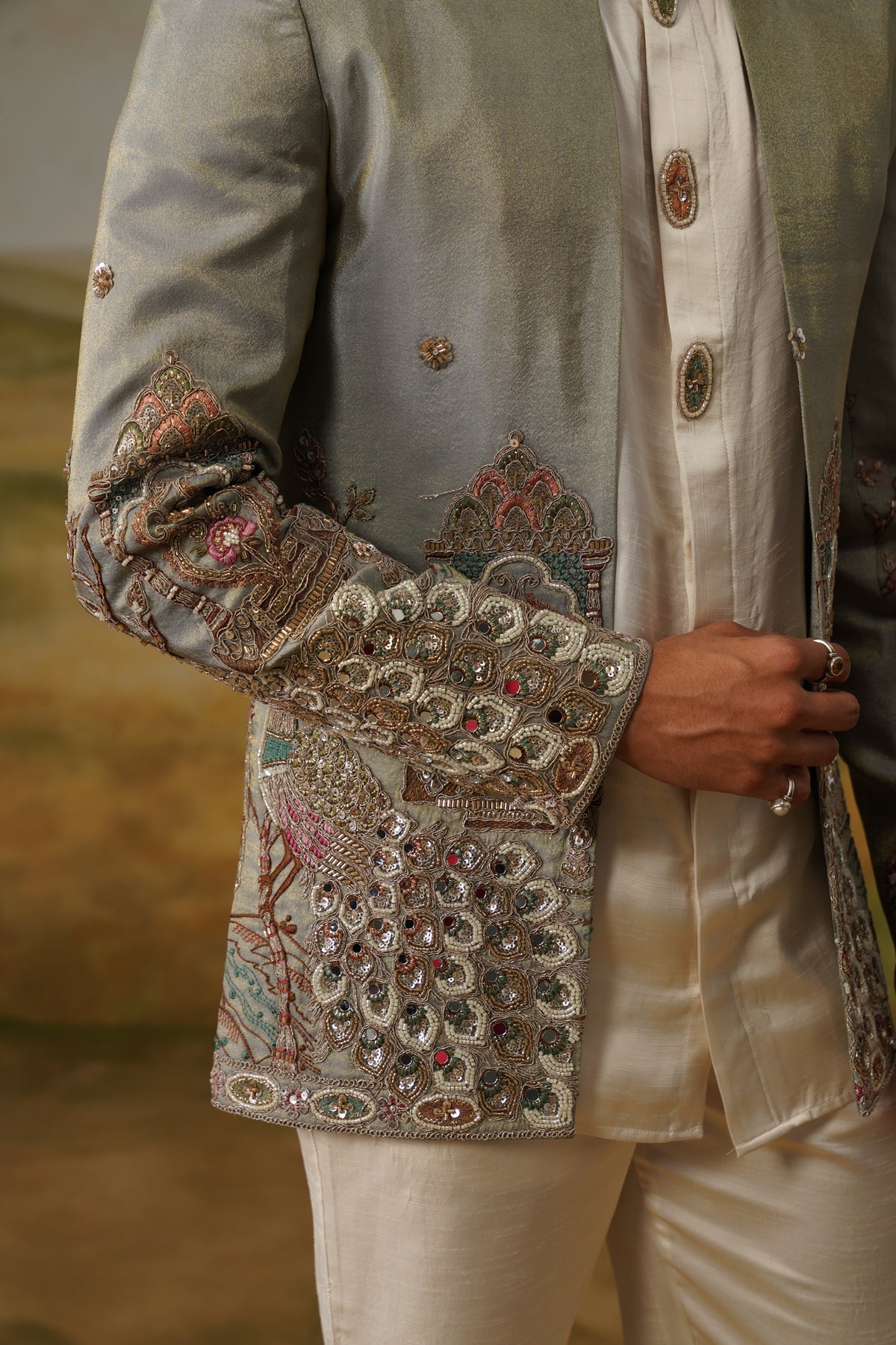 Saba Sage Cutdana Beadwork Jodhpuri Set