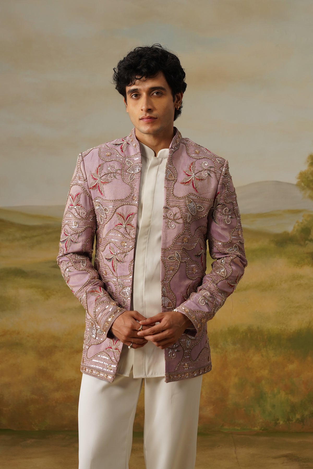 Kahkashan Lilac Pearl Beadwork Jodhpuri Set