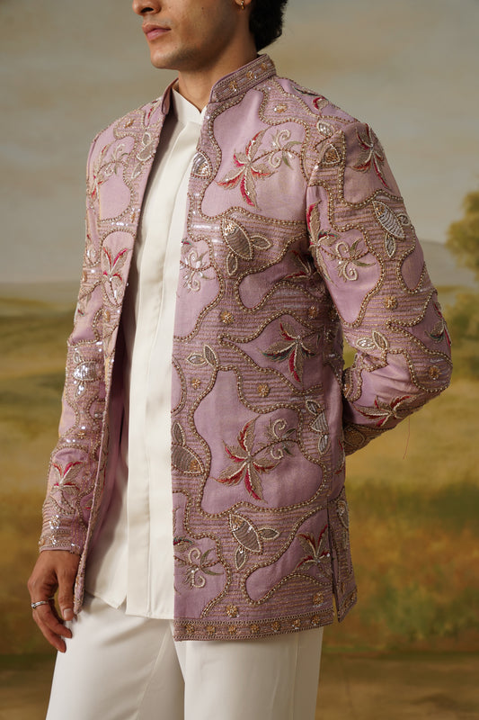 Kahkashan Lilac Pearl Beadwork Jodhpuri Set