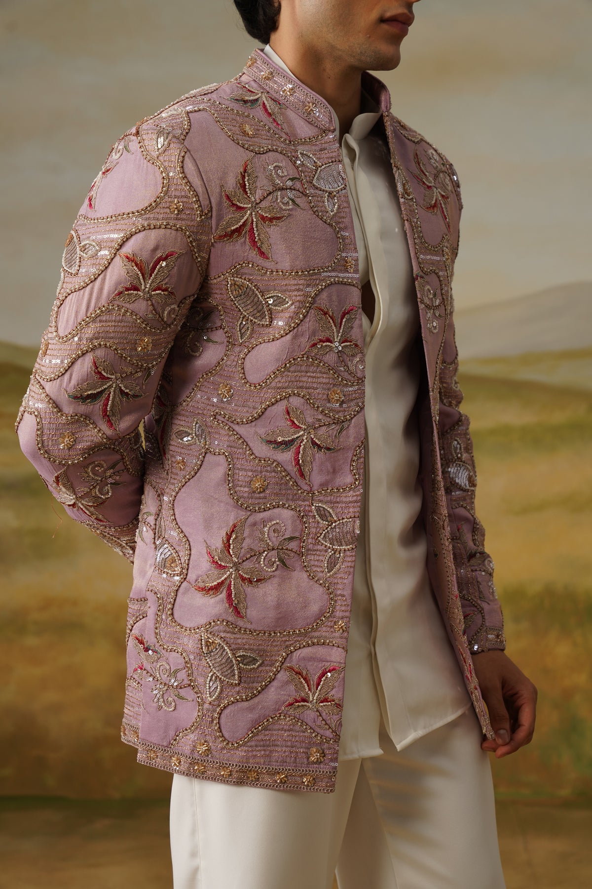 Kahkashan Lilac Pearl Beadwork Jodhpuri Set