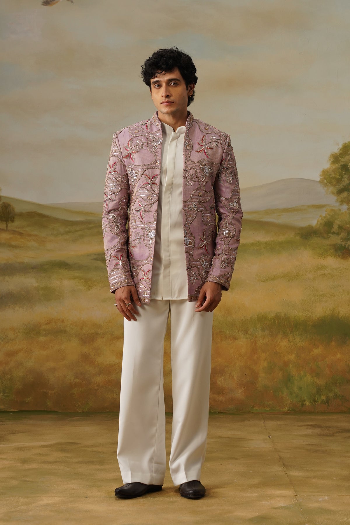 Kahkashan Lilac Pearl Beadwork Jodhpuri Set