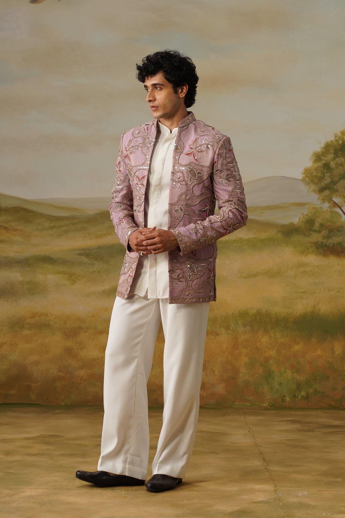 Kahkashan Lilac Pearl Beadwork Jodhpuri Set