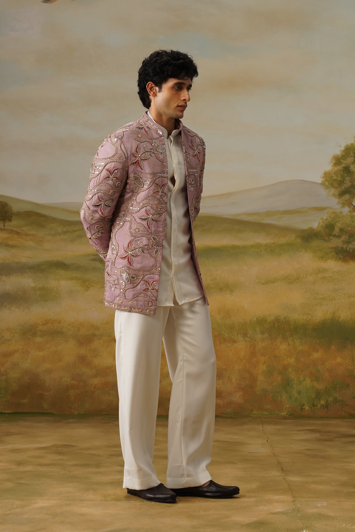 Kahkashan Lilac Pearl Beadwork Jodhpuri Set