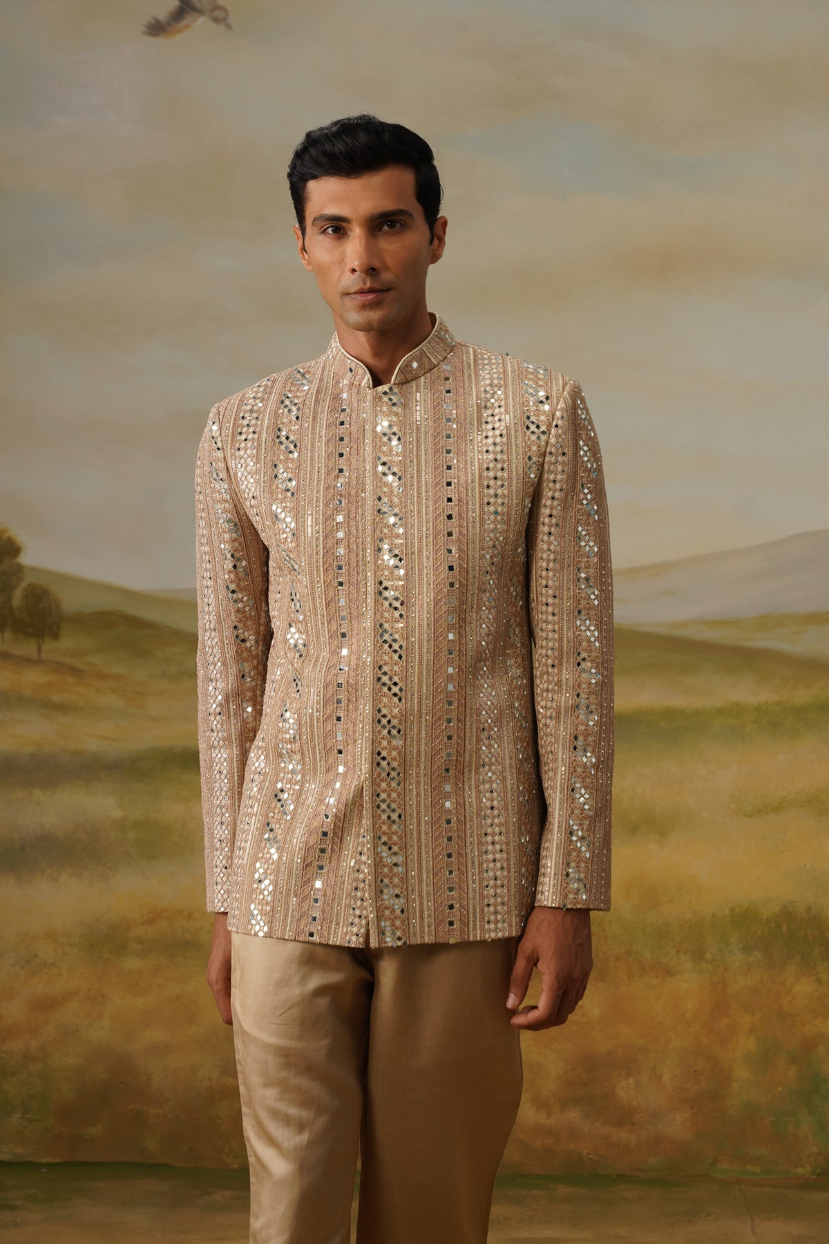 Sheeshmahal Blush Mirror Work Jodhpuri Set