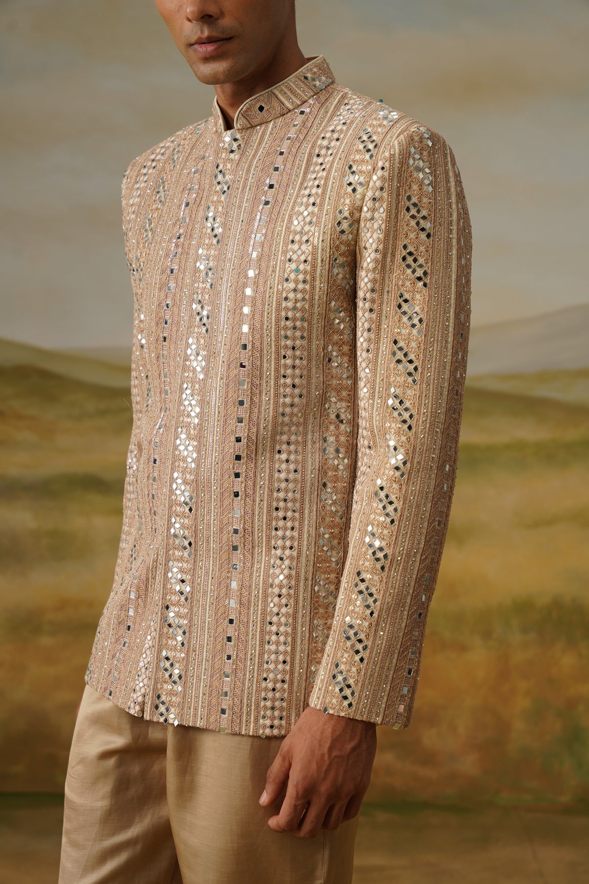 Sheeshmahal Blush Mirror Work Jodhpuri Set