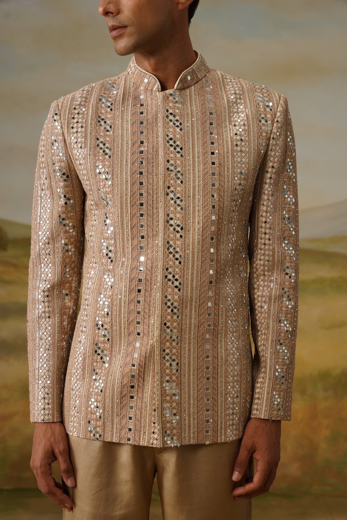 Sheeshmahal Blush Mirror Work Jodhpuri Set