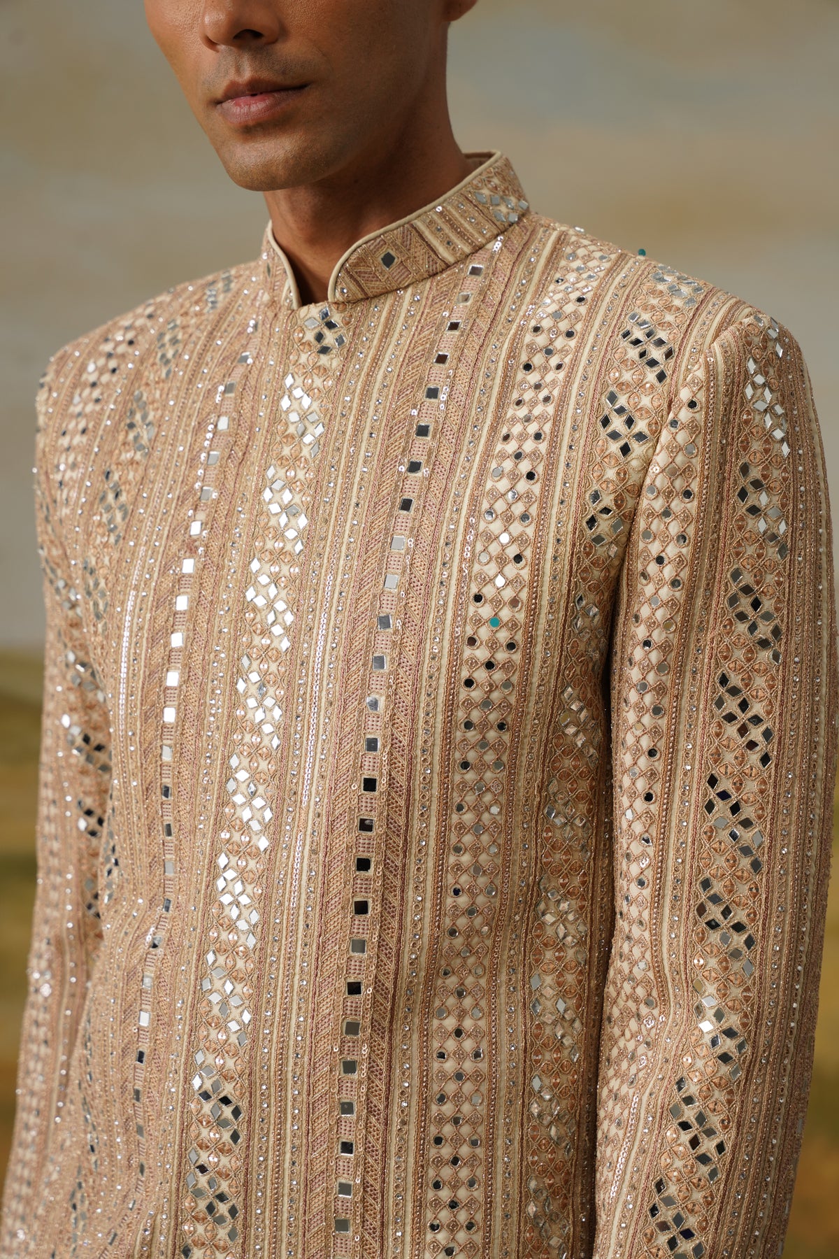 Sheeshmahal Blush Mirror Work Jodhpuri Set