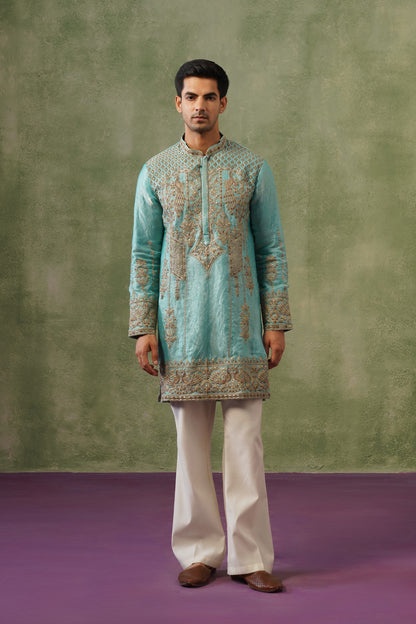 Firoza Turquoise Cord Threadwork Kurta Set