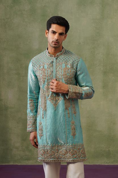 Firoza Turquoise Cord Threadwork Kurta Set