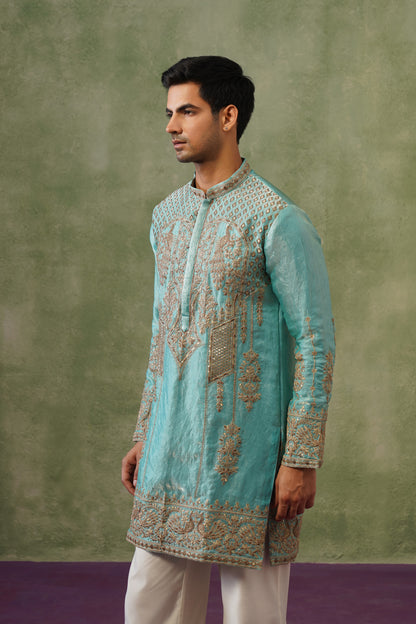 Firoza Turquoise Cord Threadwork Kurta Set