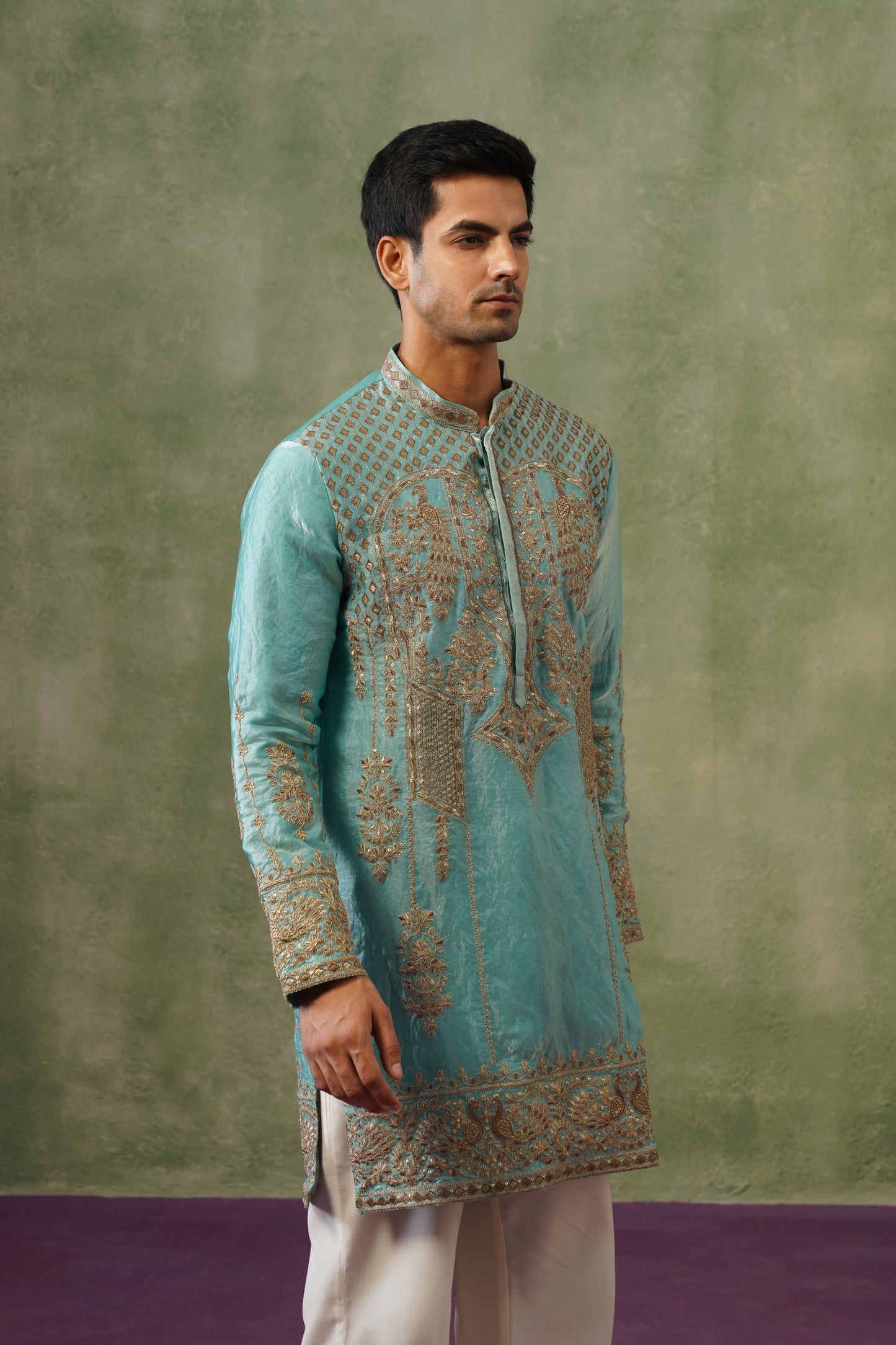 Firoza Turquoise Cord Threadwork Kurta Set