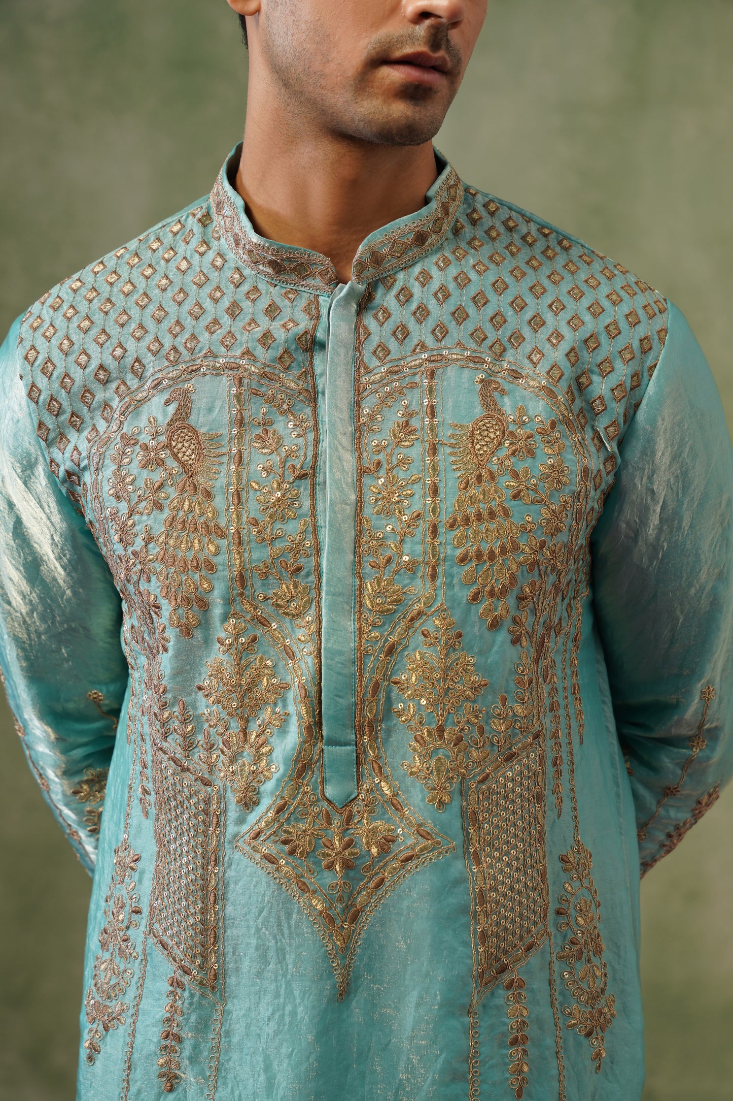 Firoza Turquoise Cord Threadwork Kurta Set