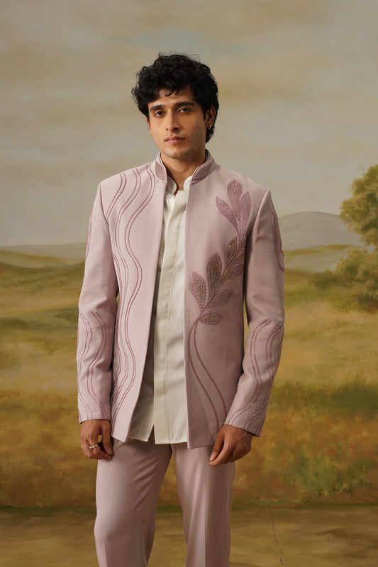 Lehar Mauve Bugle Beadwork Jodhpuri Set