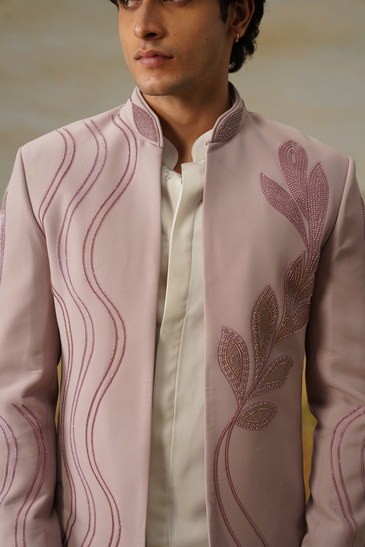 Lehar Mauve Bugle Beadwork Jodhpuri Set