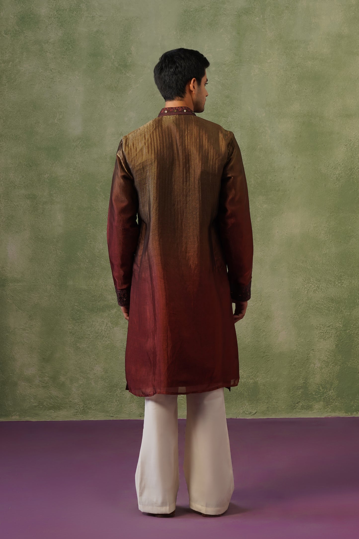 Kunal Bronze Ombré Mirror Embroidered Kurta Set