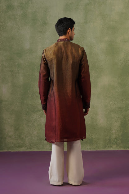 Kunal Bronze Ombré Mirror Embroidered Kurta Set
