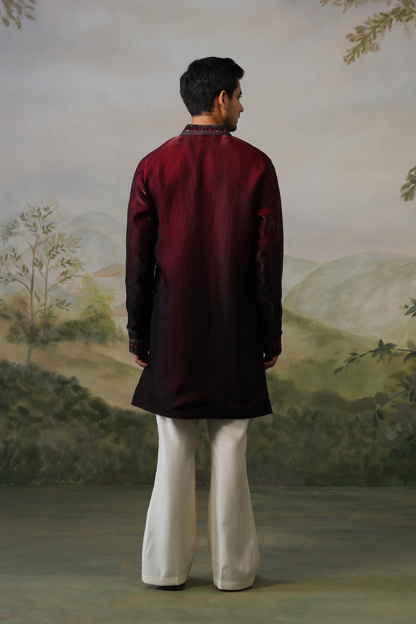 Sikander Maroon Mirror Embroidered Kurta Set