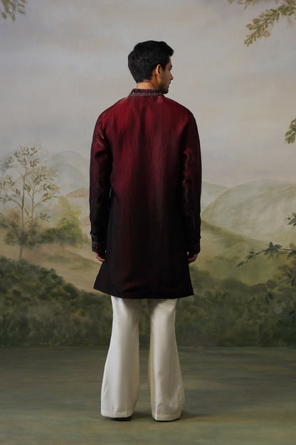 Sikander Maroon Mirror Embroidered Kurta Set