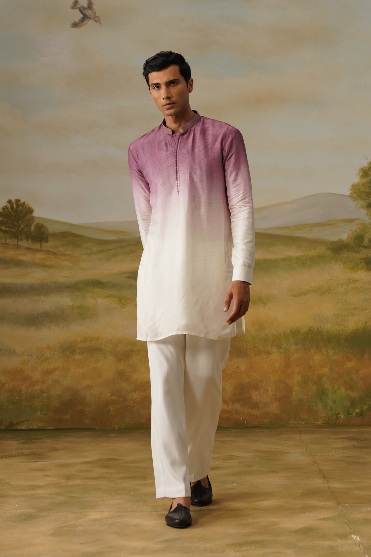 Jamun Plum Resham Threadwork Jodhpuri Set