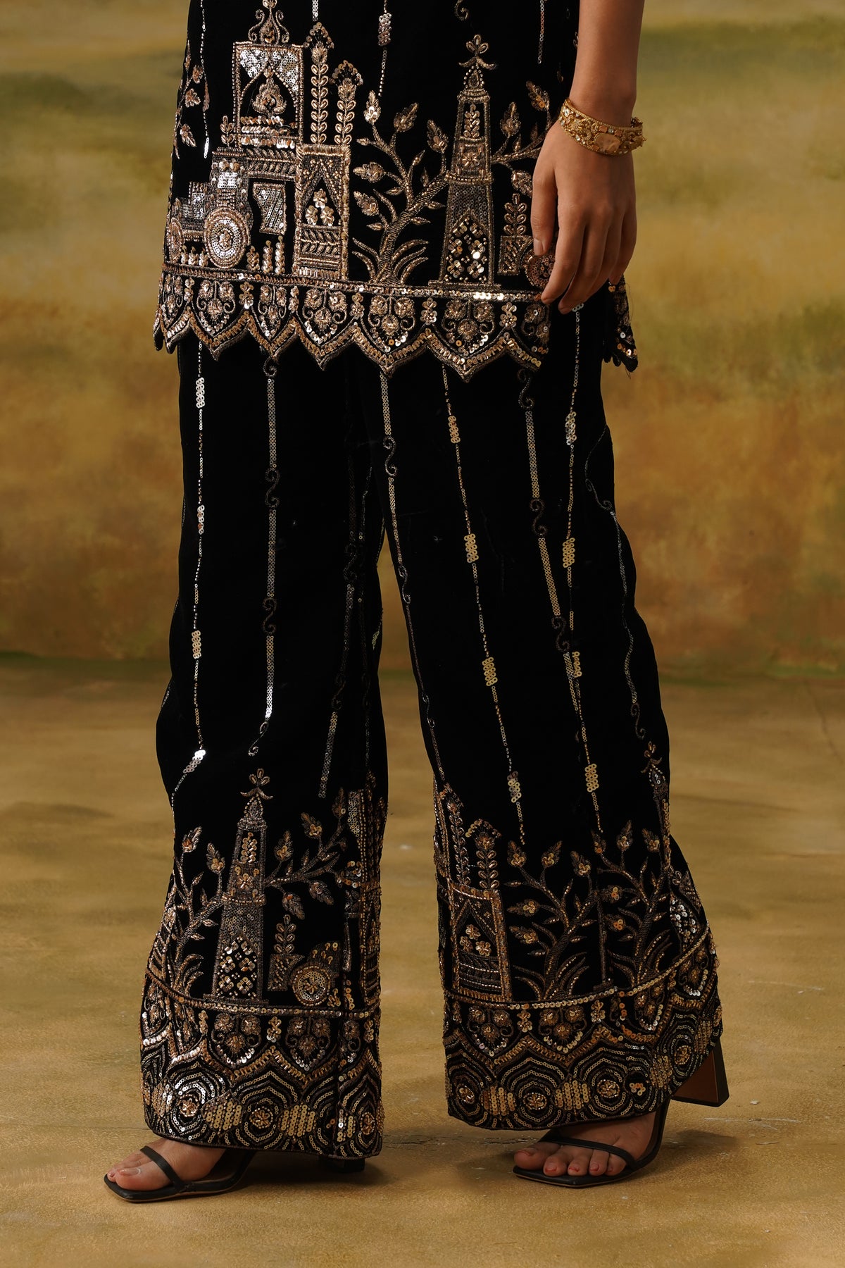 Haveli Black Velvet Bead Embroidered Co-ord