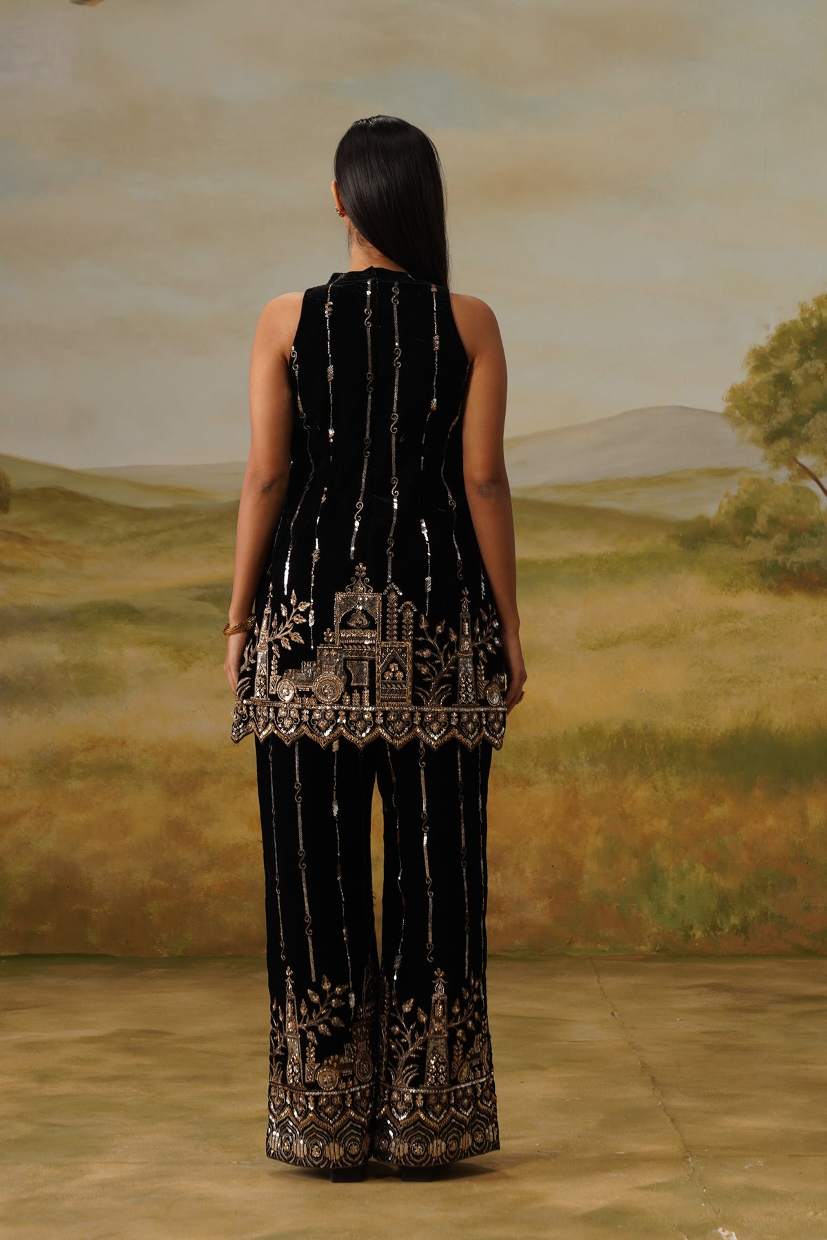 Haveli Black Velvet Bead Embroidered Co-ord