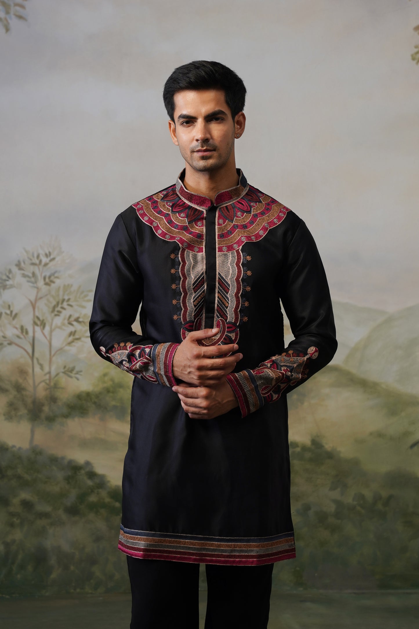 Shahzad Black Threadwork Kurta Set