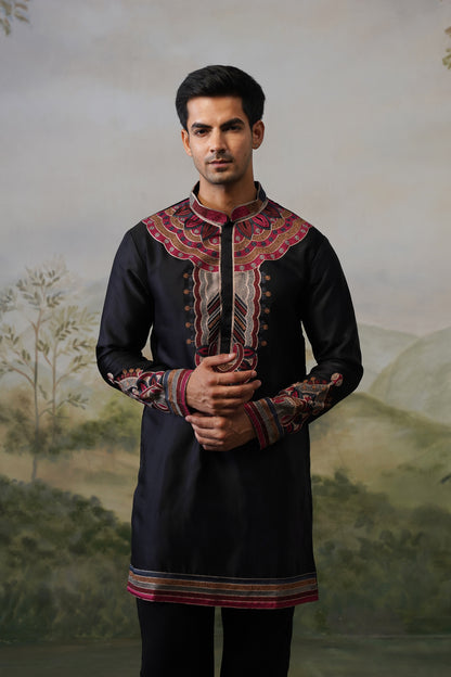 Shahzad Black Threadwork Kurta Set