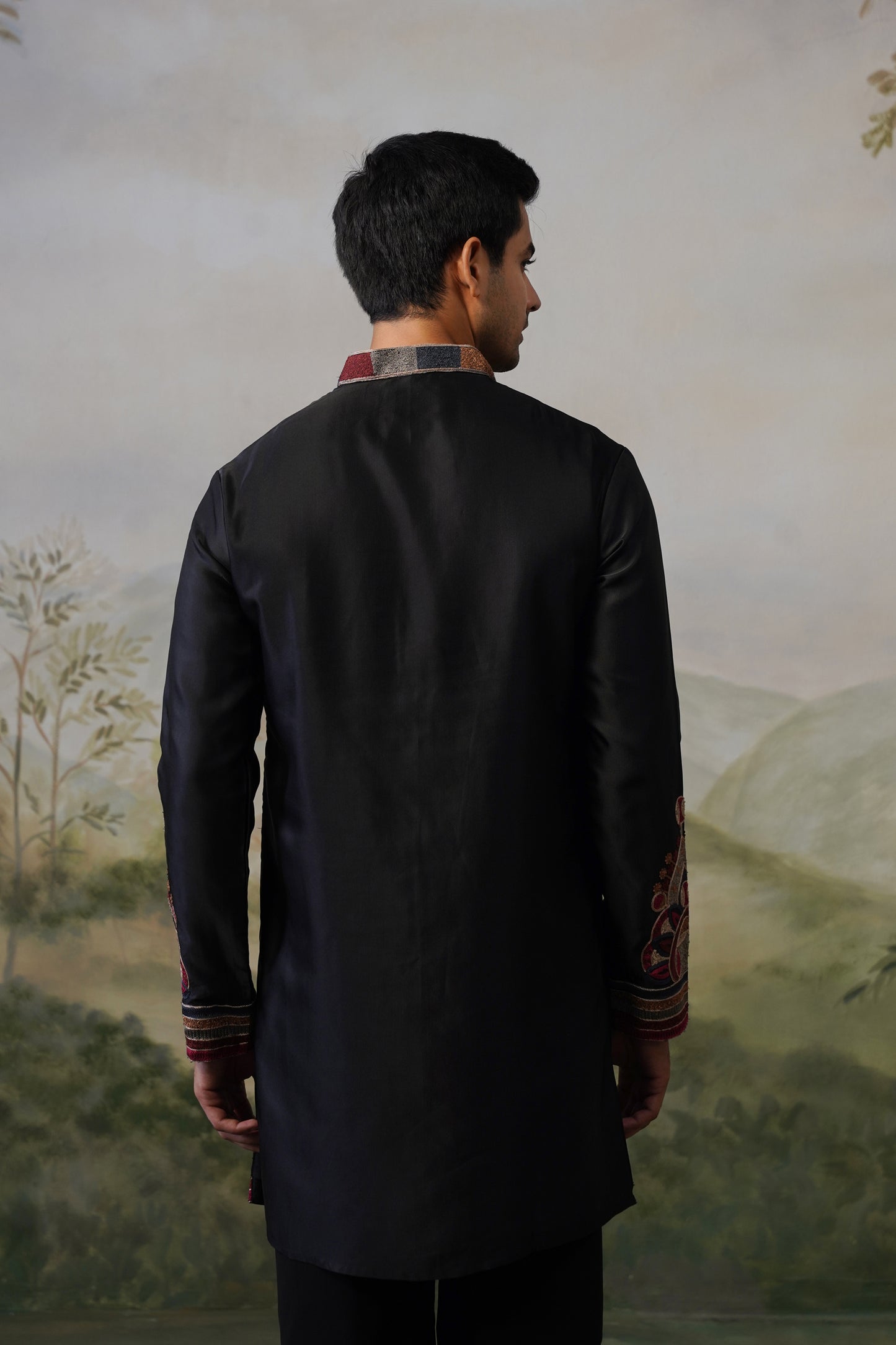 Shahzad Black Threadwork Kurta Set