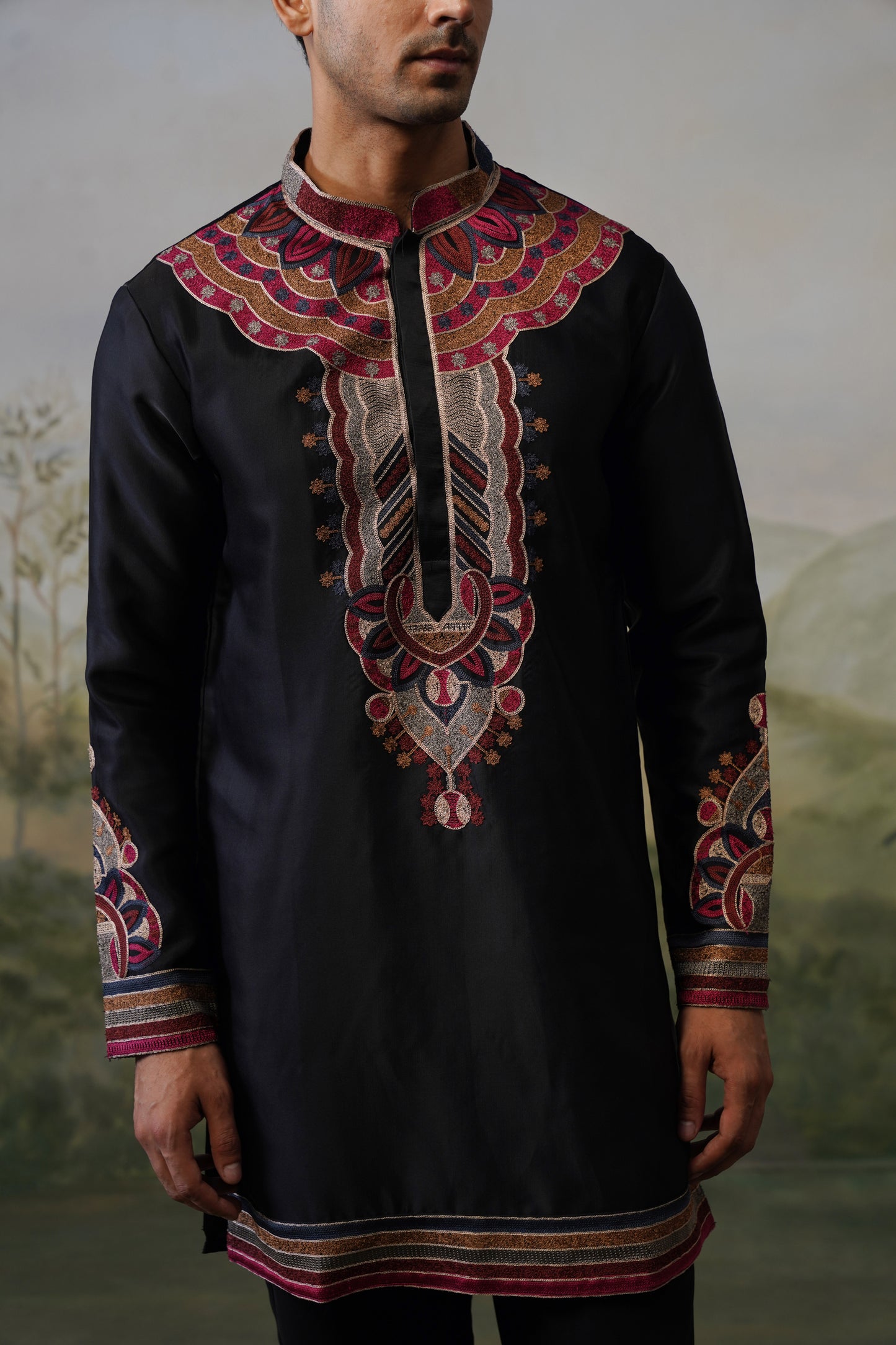 Shahzad Black Threadwork Kurta Set
