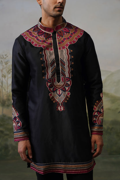 Shahzad Black Threadwork Kurta Set