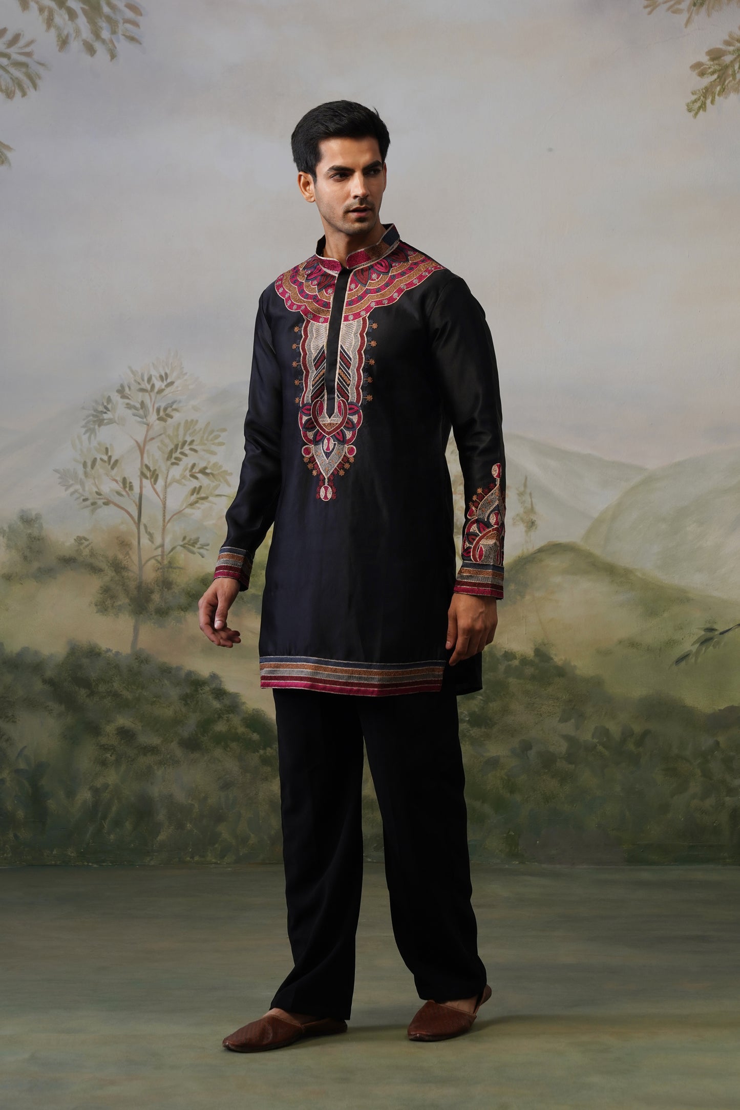 Shahzad Black Threadwork Kurta Set