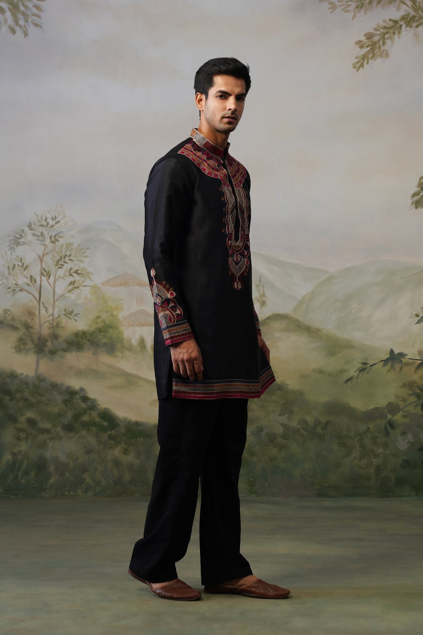 Shahzad Black Threadwork Kurta Set