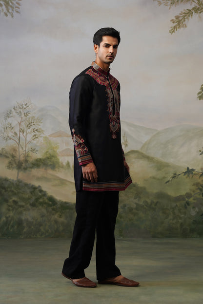 Shahzad Black Threadwork Kurta Set